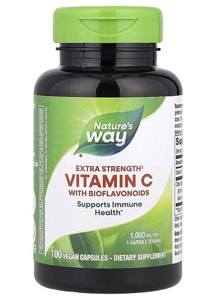 Вітамін с з цитрусовими біофлавоноїдами nature's way vitamin c with bioflavonoids extra strength, 100 капсул