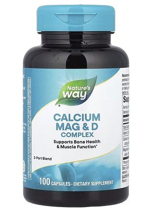 Кальцій, магній та вітамін d nature's way calcium mag & d, 100 капсул для підтримки кісток, зубів та м'язів
