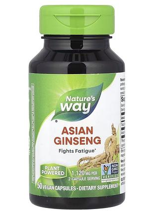 Екстракт кореня азіатського женьшеню nature's way asian ginseng 560 mg, 50 вегакапсул для підвищення життєвого тонусу