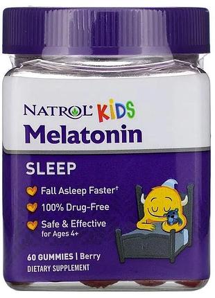 Детский мелатонин natrol kids melatonin 1 mg, 60 желеек - ягоды для хорошего сна