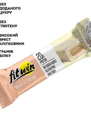 Батончик fitwin protein bar 33%, 60 грамм молочно-сливочный