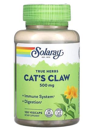 Натуральная добавка solaray cat's claw 500 mg, 100 вегакапсул