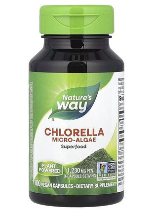 Хлорелла nature's way chlorella micro-algae, 100 вегакапсул для підтримки імунної системи