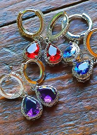Сережки капельки с аметистом