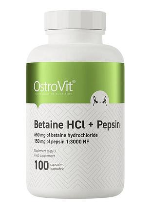 Натуральная добавка ostrovit betaine hcl + pepsin, 100 капсул