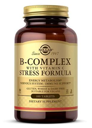 Вітаміни та мінерали solgar b-complex with vitamin c stress formula, 100 таблеток