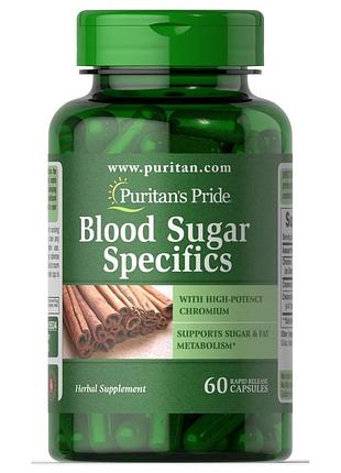 Натуральная добавка puritan's pride blood sugar specifics, 60 капсул