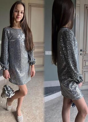 Святкова сукня з паєтками диско на дівчинку