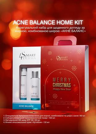 Корректирующий набор для ежедневного ухода за жирной комбинированной кожей «акне баланс» smart4derma home kit
