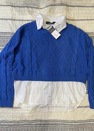 Жіночий вʼязаний свідшот з сорочкою 2 в 1