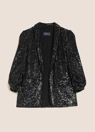 Блискучий піджак/блейзер/жакет чорний в паєтки m&s eur 44 р. рукав 3/4