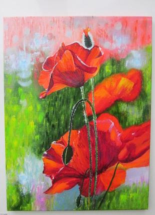 Картина олійними фарбами маки