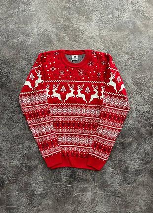Новогодний мужской свитер с оленями без горла