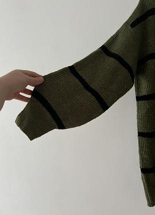 Светер довгий обʼємний хл хакі на блискавці (змійці)