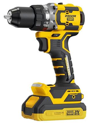 Аккумуляторный шуруповерт zegor cdtg-21bl (2 *(21в, 2 а/ч)) в кейсе (серия tiger)