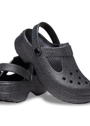 Crocs крокс сабо подростковые детские classic mary jane glitter kids clog