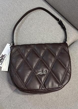 Сумка karl lagerfeld, в шоколадном цвете, сумка кроссбоды guess