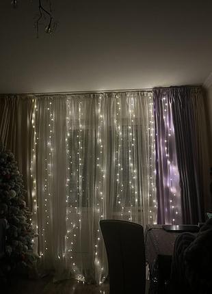 Світлодіодна гірлянда роса led 3×3 м тепле біле світло. інтер’єрна світлодіодна гірлянда роса 3×2 м біле світло
