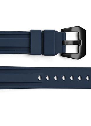 Ремінець для годинника 3001 silicone blue-black 24 мм.