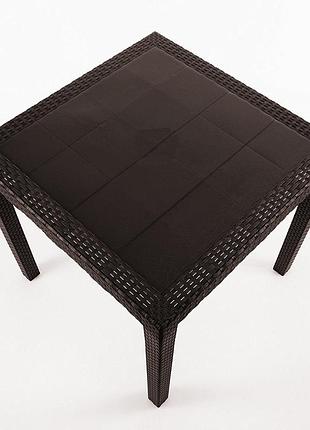 Садовый стол progarden king 79x79 см, коричневый, пластик под ротанг, 72 см высота 2