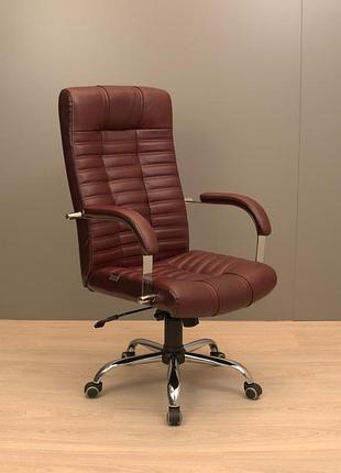 Крисло атлант хром п1 м-2 (anyfix) шкіра люкс комбо вишня