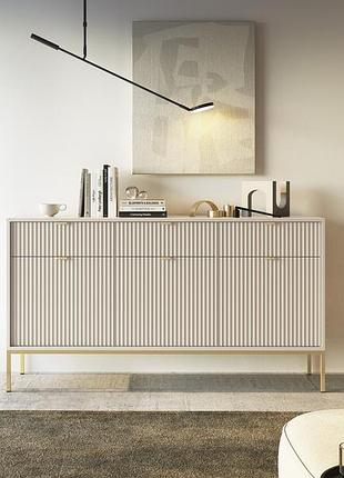 Комод perfect home нова / nova 3-дверний з 3 шухлядами і золотими ніжками ksz154 кашемір (pfh-091245)