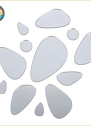 Дзеркальний декор акриловий самоклеючий камінці срібло, 12шт (d) sw-00002496