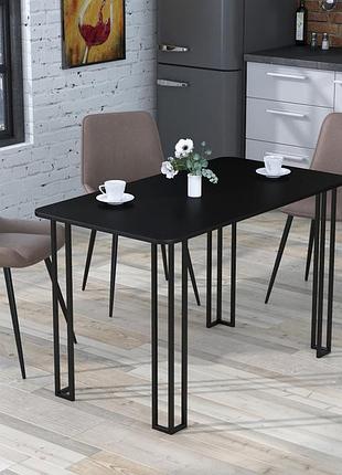 Стіл обідній сквер 120-65 закруглена ld 120х65х74 см чорний. кухонний стіл лофт із металу