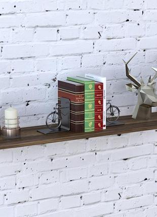 Полиця настінна навісна pl-1-18 ld горіх модена 112 см. полиці на стіну металеві лофт