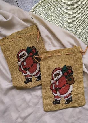 Подарочная упаковка мешок новый год дед мороз для сладостей подарков органайзер