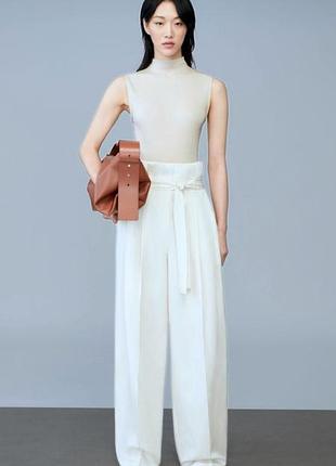 Білі літні бавовняні широкі штани палаццо wide leg р.40 l 100% бавовна cos широкие брюки палаццо
