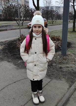 Тепла зимова куртка на дівчинку 6-7 років, пуховик