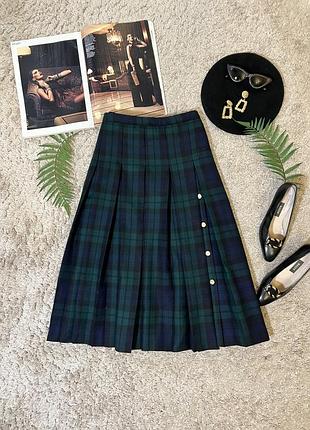 Винтажная шерстяная юбка миди в складку No90/46