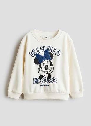 2-4/4-6/6-8/8-10 р h&m новий фірмовий світшот батнік кофта толстовка з мінні маус minnie mouse