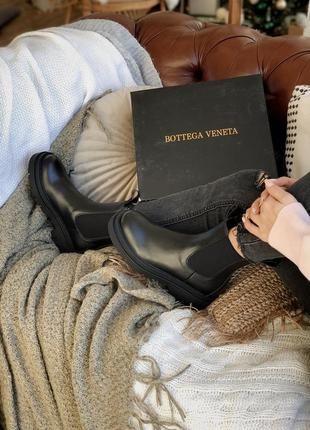 Прекрасные женские полусапожки ботинки bottega veneta чёрные3 фото