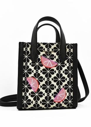 Брендова оригінальна нова чорна жакардова сумочка крос-боді kate spade