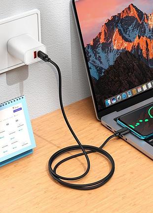 Кабель hoco c to c benefit 60w silicone charging data cable x122 |1m, 60w| black 4