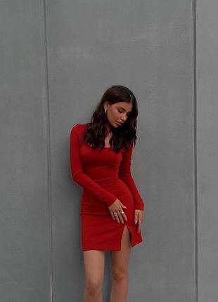 Распродажа 🏷 праздничное платье силуэтного кроя с длинным рукавом и разрезом