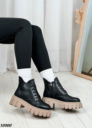 Ботинки черные кожаные