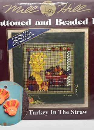 Керамическая пуговица к дизайну turkey in the straw. вышивка крестом