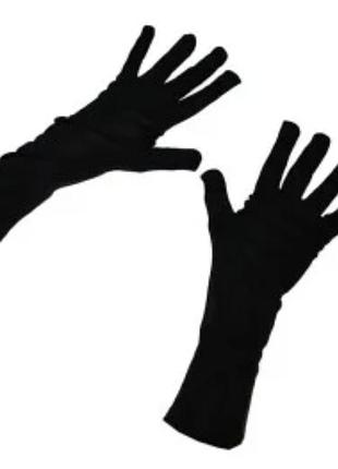 Перчатки черные бархатные средней длины