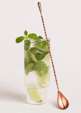 Ложка барная bar house витая с каплей 30 см медная