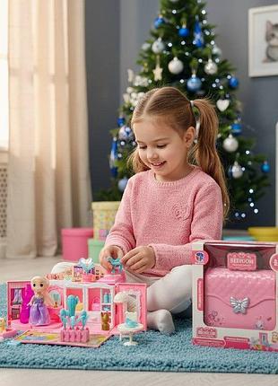 Дитячий ляльковий будиночок з меблями та лялькою іграшковий двоповерховий будиночок для дівчаток з аксесуарами