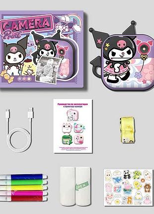 Детский фотоаппарат куроми с мгновенной печатью фотографий игрушка камера для фото и видео с играми