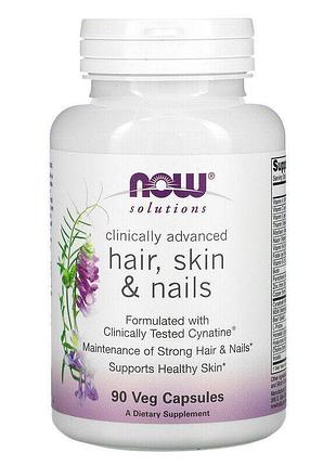 Вітаміни для волосся, нігтів та шкіри, solutions, clinically advanced hair, skin & nails, now foods, 90 вегетаріанських капсул