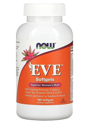 Вітаміни для жінок, eve women's multi, now foods, чудовий комплекс, 180 гелевих капсул
