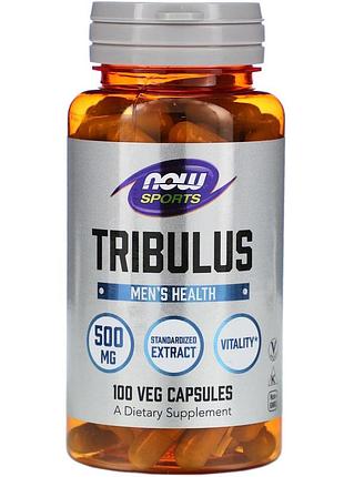 Трибулус, tribulus, now foods, sports, 500 мг, 100 вегетарианских капсул