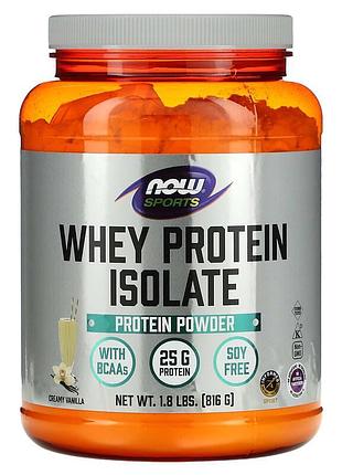 Ізолят сироваткового протеїну, whey protein isolate, now foods, sports, вершково-ванільний, 816 г