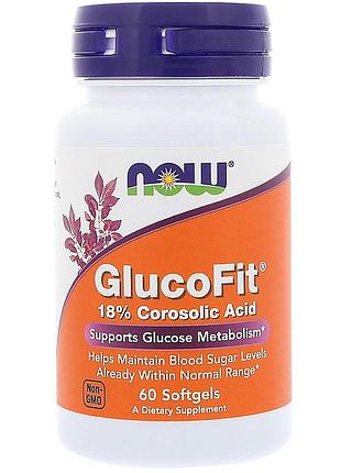 Контроль цукру, glucofit, now foods, коросолова кислота, 60 гелевих капсул