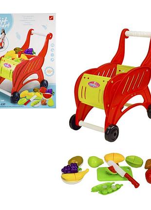 Продуктовий візок і продукти на липучках 889-137 /138 червоний